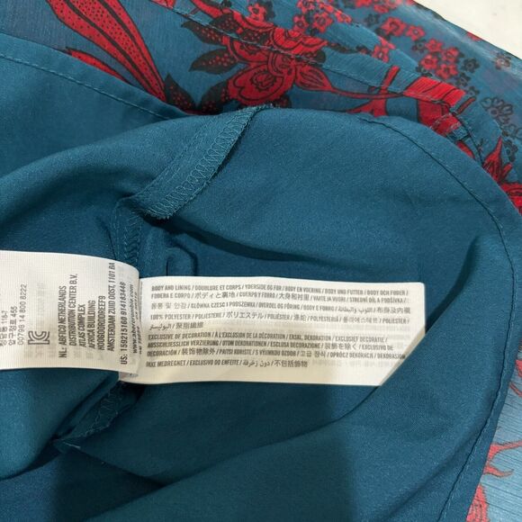 Abercrombie & Fitch Babydoll Mini Dress sz XS Blue Red Whimsigoth Y2K Romantic - Picture 10 of 13